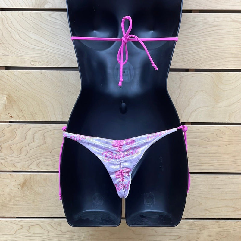 Demon Bikini – An Online Bikini Store in USA - Silver & Pink // Tie Side Bottom - Bikini Bottom - 2