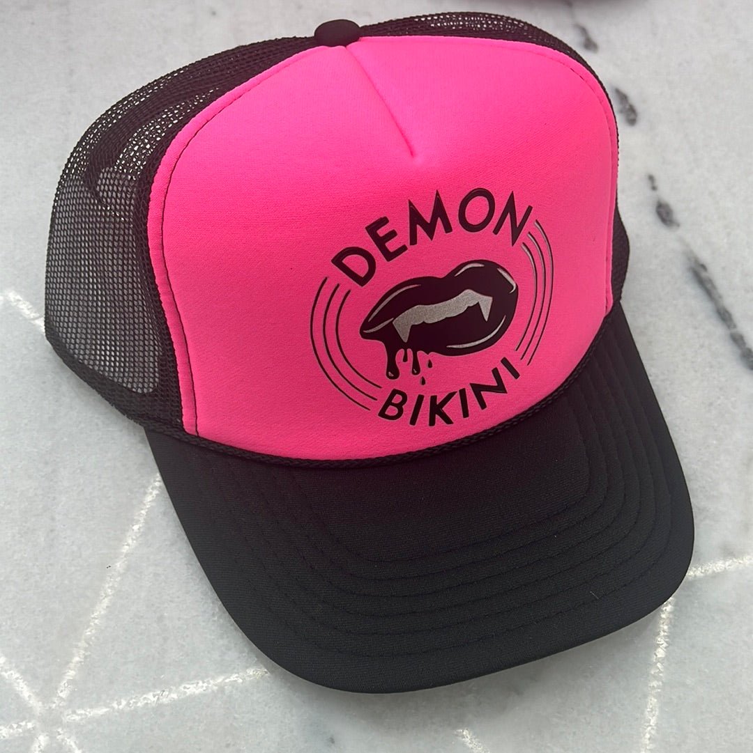 Demon Bikini - Neon Demon Bikini - Black, Pink, And White Trucker Hat ...