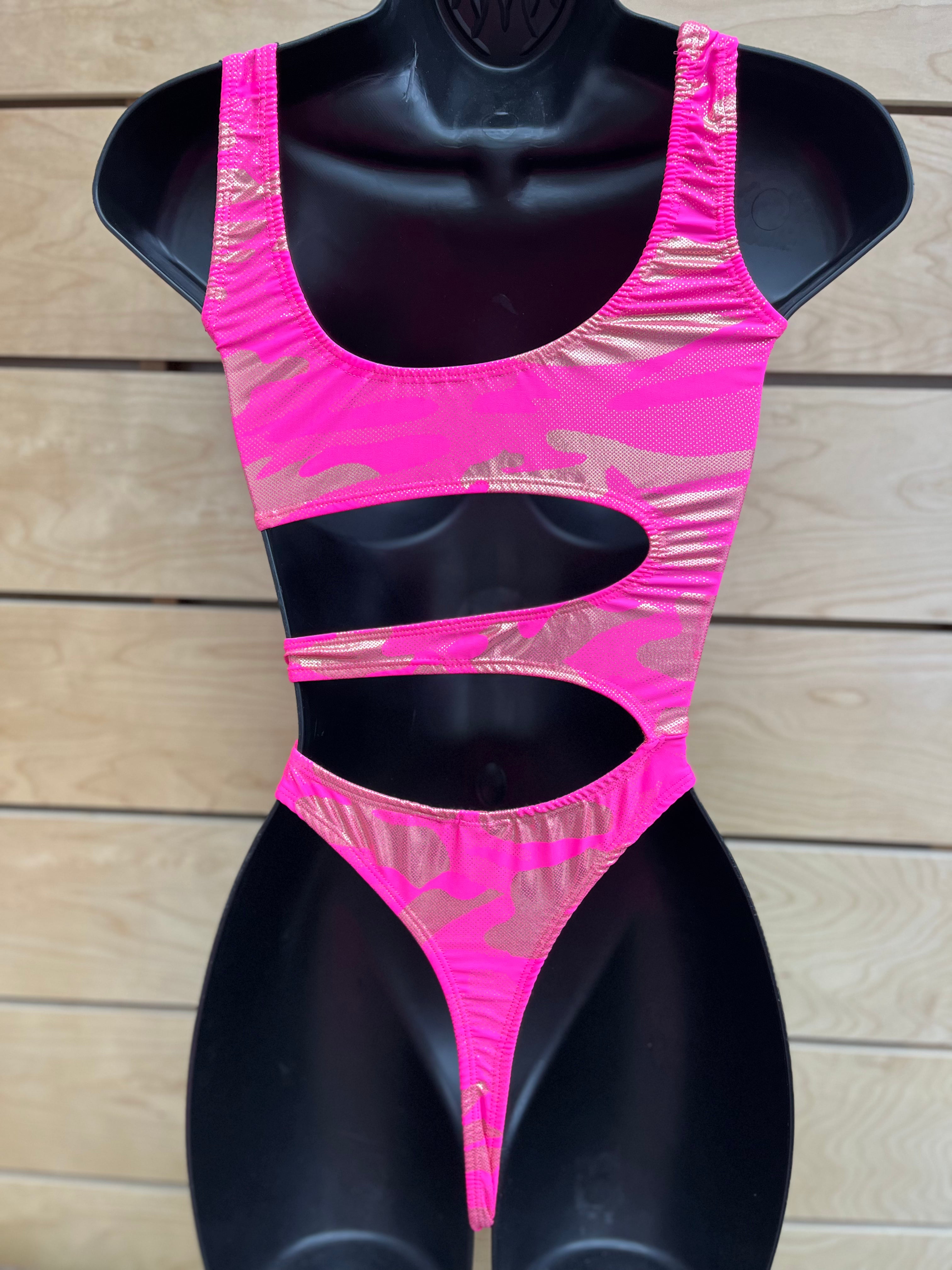 Demon Bikini Combat Barbie Pink And Gold Thong One Piece Swimsuit Demon Bikini An Online