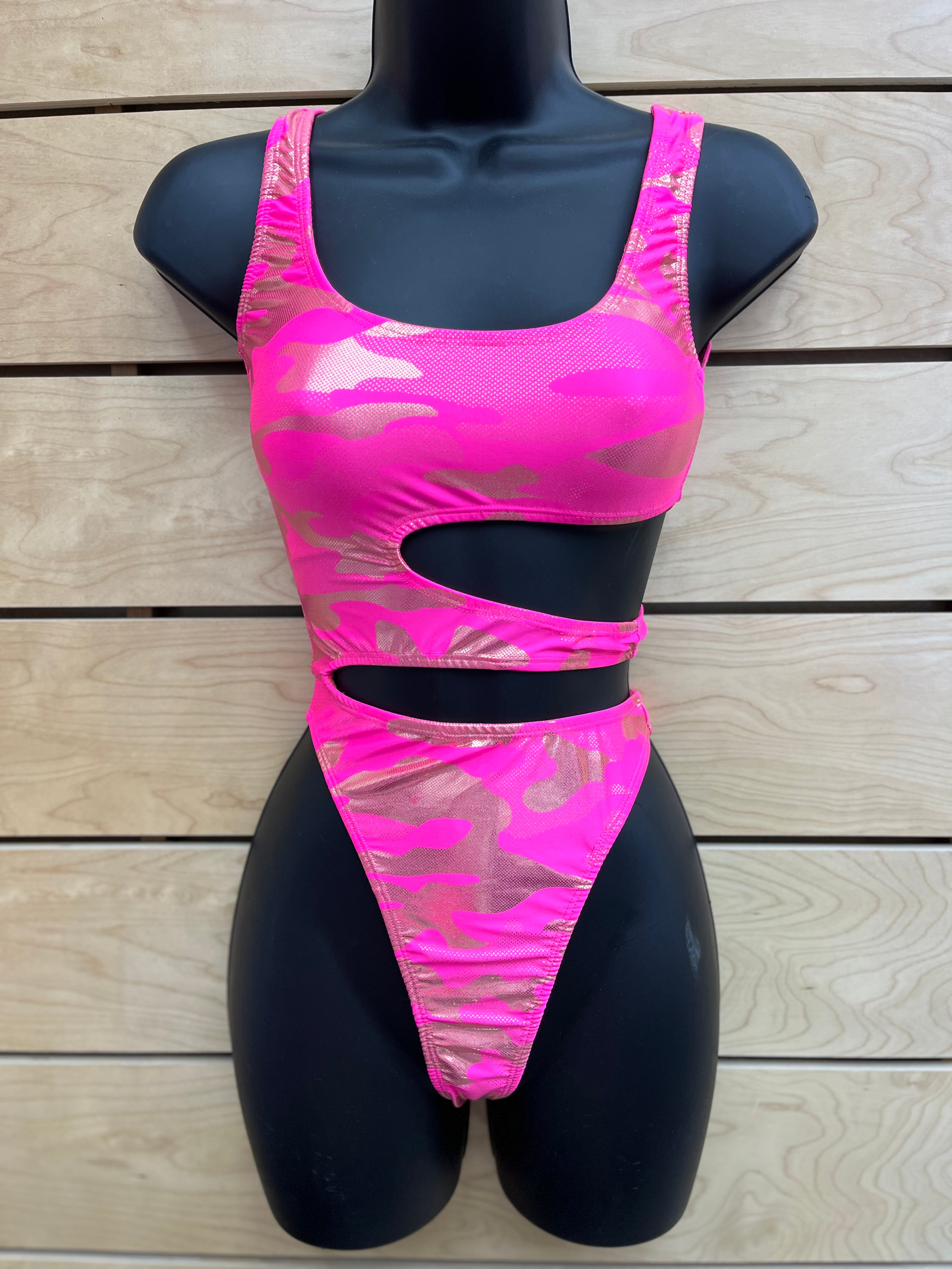 Demon Bikini Combat Barbie Pink And Gold Thong One Piece Swimsuit