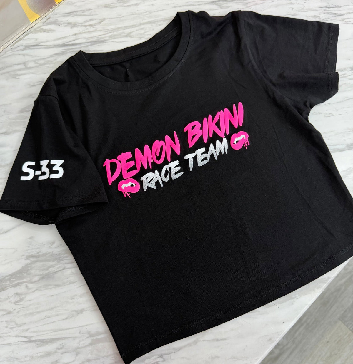Demon Bikini - New Black Race Team Cropped Short Sleeve - 3