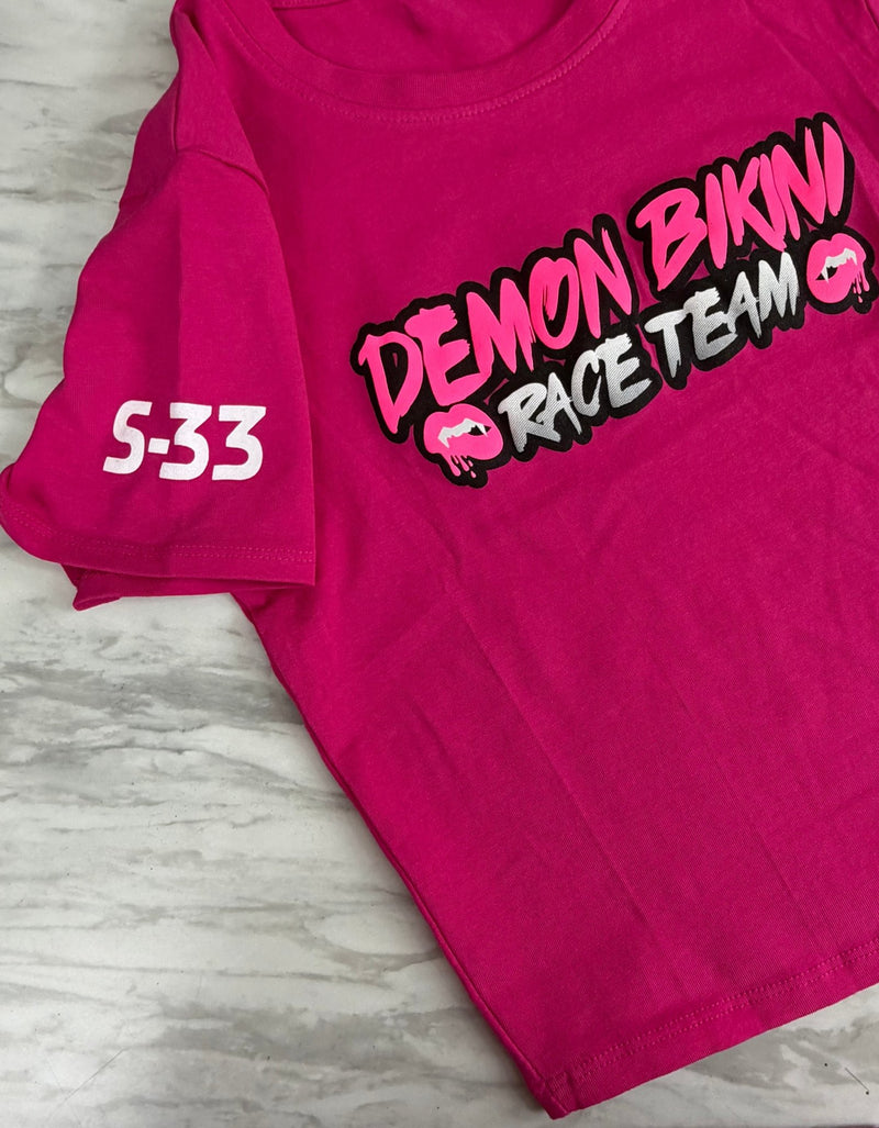 Demon Bikini - New Pink Race Team Crop Tee - 2