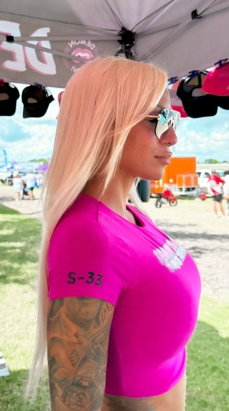 Demon Bikini - Pink Race Team Cropped Short Sleeve - 2